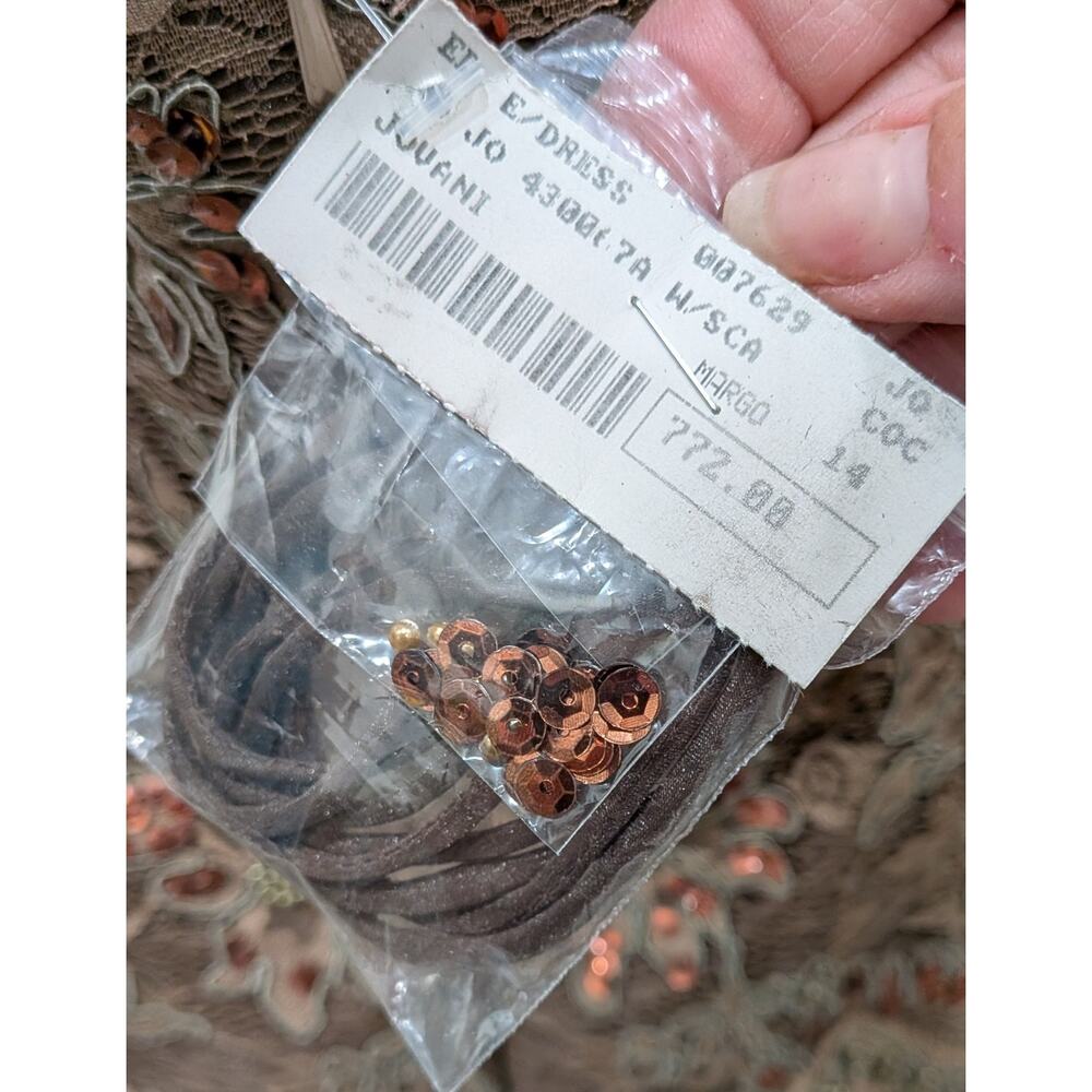 Jovani Formal Gown Set 14 Brown Embroidered Sequin Lace Whimsigoth Gala Evening - Picture 7 of 13